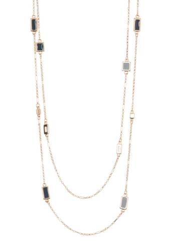 Bijuterii femei 14th union double strand enamel station necklace blue multi- gold