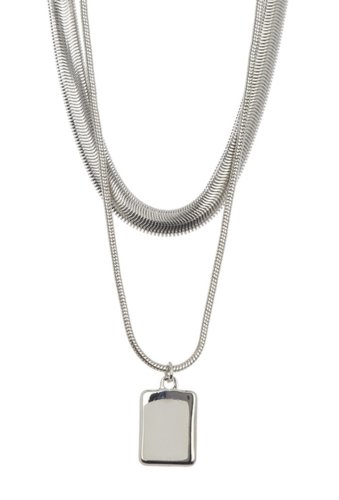 Bijuterii femei 14th union snake chain collar pendant layered necklace rhodium