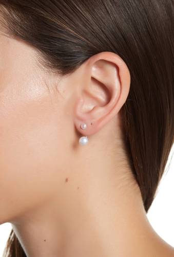 Bijuterii femei adornia sterling silver 4-6mm freshwater pearl jacket earrings white