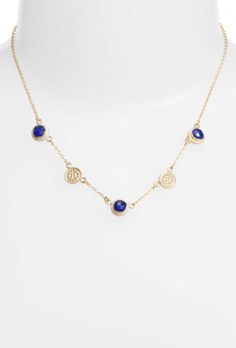 Bijuterii femei anna beck 18k yellow gold plated sterling silver round-cut lapis charm collar necklace gold lapis