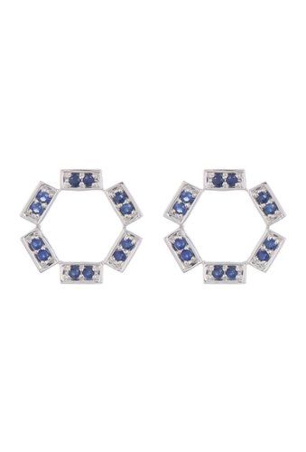Bijuterii femei bony levy 18k white gold blue sapphire open circle stud earrings sa015 18kwg