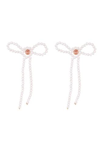 Bijuterii femei cara accessories petit beaded bow dangle earrings clear