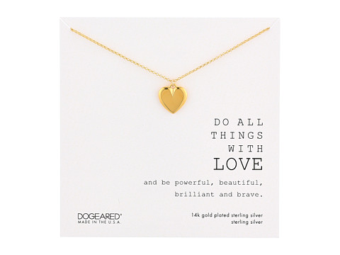 Bijuterii femei dogeared do all things with love large heart necklace gold plated