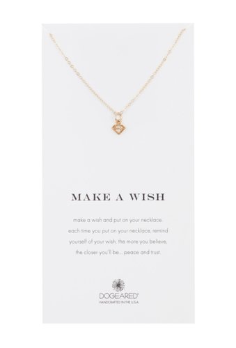 Bijuterii femei dogeared make a wish diamond shape pendant necklace gold