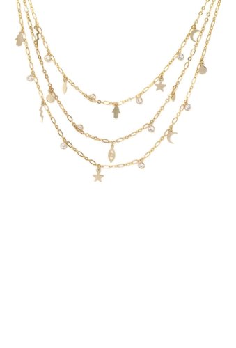 Bijuterii femei ettika 18k gold plated cz chain charm necklace gold