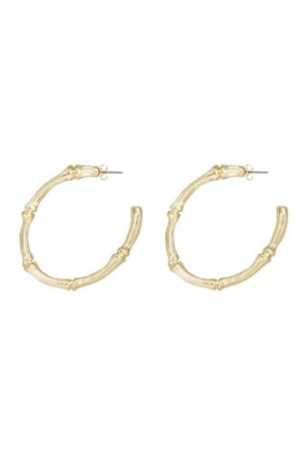 Bijuterii femei ettika gold tone bamboo inspired hoop earrings gold