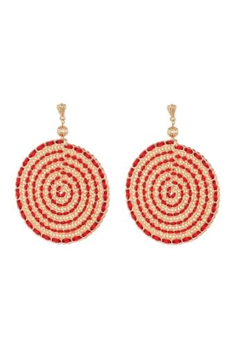 Bijuterii femei ettika threaded disc earrings red