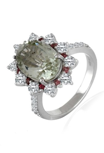 Bijuterii femei forever creations usa inc sterling silver green amethyst white topaz ring green