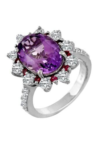 Bijuterii femei forever creations usa inc sterling silver purple amethyst white topaz ring white