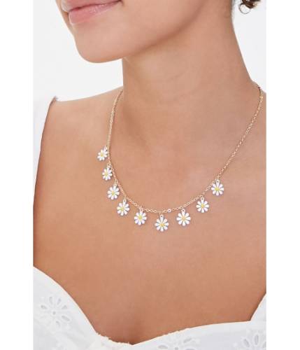 Bijuterii femei forever21 daisy charm necklace goldwhite