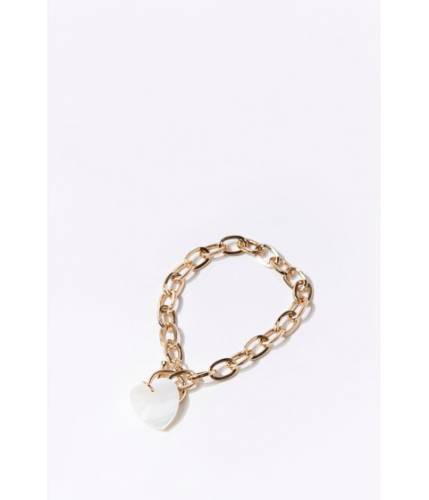 Bijuterii femei forever21 faux stone heart charm bracelet goldivory