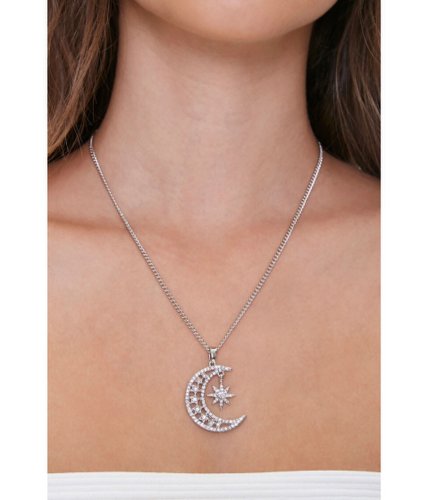Bijuterii femei forever21 moon stars pendant necklace silverclear