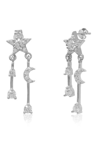 Bijuterii femei gabcos designs sterling silver prong set cz star moon celestial drop earrings sterling silver