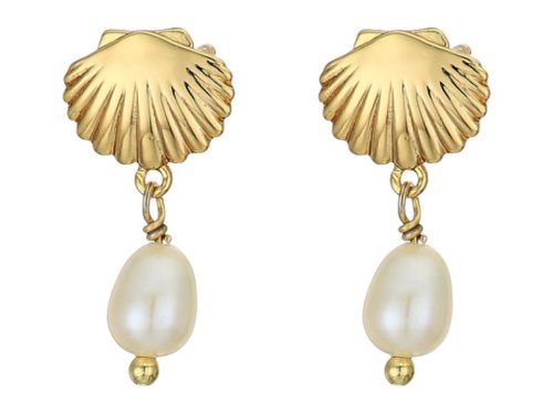 Bijuterii femei gorjana seashell charm earrings freshwater pearl