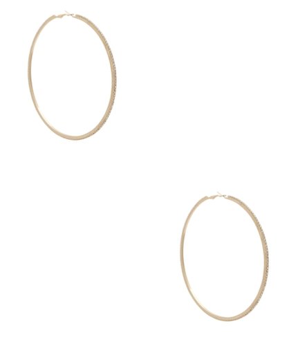 Bijuterii femei guess gold-tone extra-large rhinestone hoop earrings gold