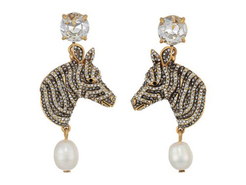 Bijuterii femei jcrew wild zebra pearl drop earrings crystal