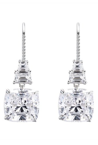 Bijuterii femei lafonn sterling silver cushion cut stimulated diamond earrings silver clear