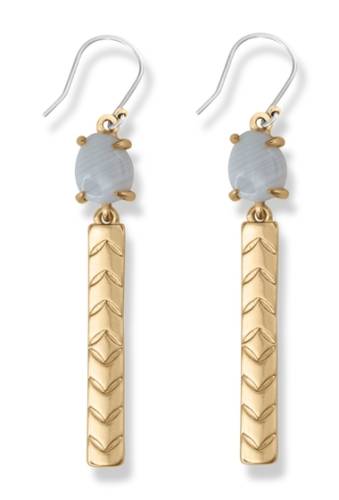 Bijuterii femei lucky brand white agate stone bar drop earrings gold