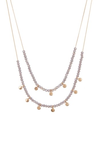 Bijuterii femei melrose and market double layered bead crystal necklace grey- gold