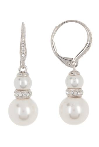 Bijuterii femei nadri cz imitation pearl drop earrings clear