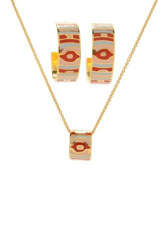 Bijuterii femei samuel b jewelry gold plated abstract earrings necklace set gold