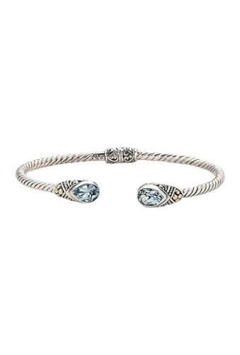 Bijuterii femei samuel b jewelry stainless steel 18k gold 3mm twisted cable bangle w pear shape blue topaz bracelet blue