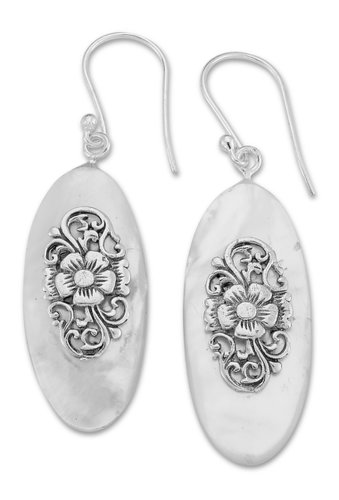 Bijuterii femei samuel b jewelry sterling silver mother of pearl oval drop earrings white