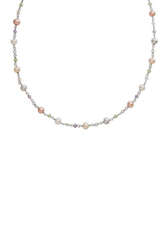 Bijuterii femei savvy cie sterling silver multicolored pastel gemstone 8mm freshwater pearl layering necklace multi