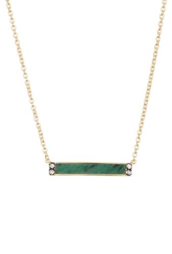 Bijuterii femei sole society stone bar pendant necklace 12k soft pol gldcrysgrn