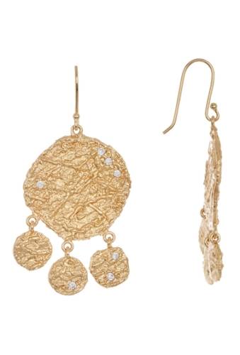Bijuterii femei sole society textured disc drop earrings 12k soft polish goldcrystal