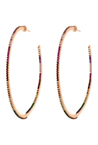 Bijuterii femei sphera milano 18k rose gold sterling silver cz rainbow 635mm hoop earrings multi