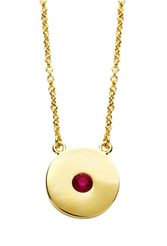 Bijuterii femei sterling forever birthstone cz disc pendant necklace - july gold