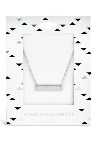 Bijuterii femei sterling forever sterling silver bar pendant necklace - faith silver