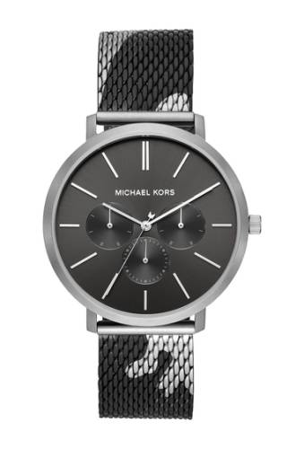 Ceasuri barbati Michael Michael Kors mens blake mesh strap watch 42mm grey camo black silver