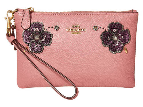 Genti femei coach leather sequin detail small wristlet pink