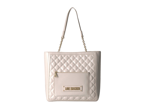 Genti femei love moschino shinny quilted tote ivory