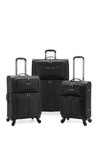 Genti femei traveler\'s choice cedar 3-piece expandable softside spinner luggage set charcoal