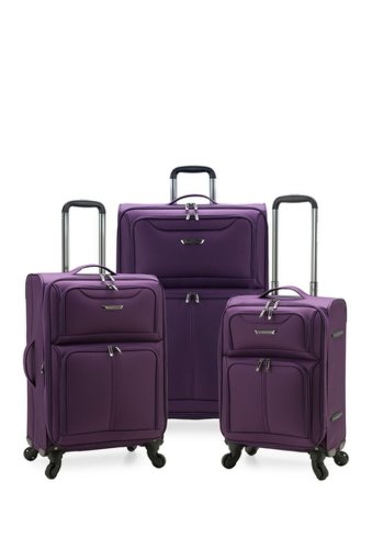 Genti femei traveler\'s choice cedar 3-piece expandable softside spinner luggage set purple