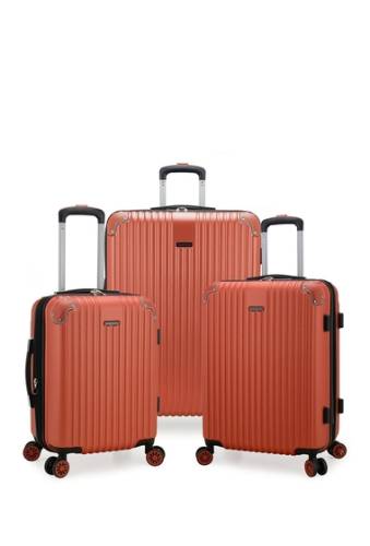 Genti femei traveler\'s choice charvi ii 3-piece expandable hardside spinner luggage set scarlet orange