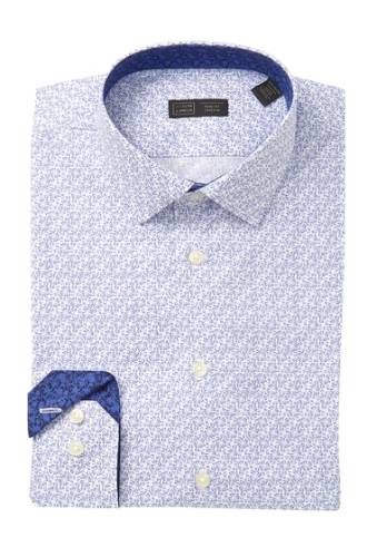 Imbracaminte barbati 14th union floral print stretch trim fit dress shirt blue dazzle