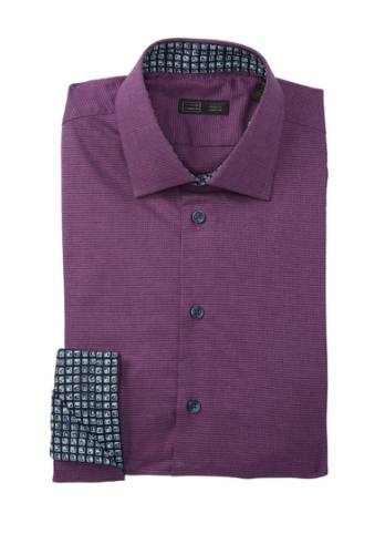 14th & Union Imbracaminte barbati 14th union houndstooth trim fit stretch dress shirt purple hail