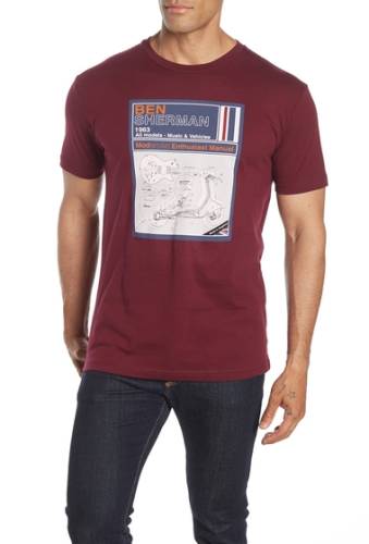 Imbracaminte barbati ben sherman vintage manual graphic t-shirt burgundy