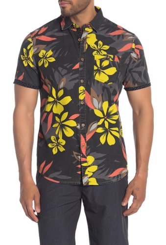 Imbracaminte barbati burnside patterned short sleeve regular fit hawaiian shirt black