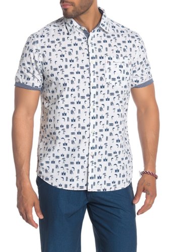 Imbracaminte barbati burnside patterned short sleeve regular fit hawaiian shirt white