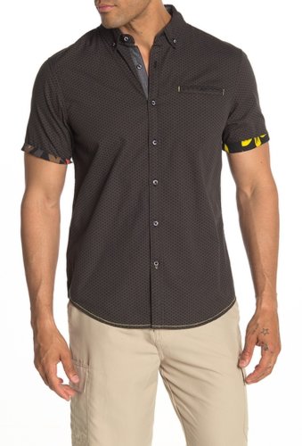 Imbracaminte barbati burnside patterned short sleeve regular fit shirt charcoal