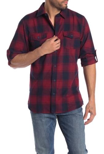 Imbracaminte barbati burnside plaid flannel shirt crimson navy