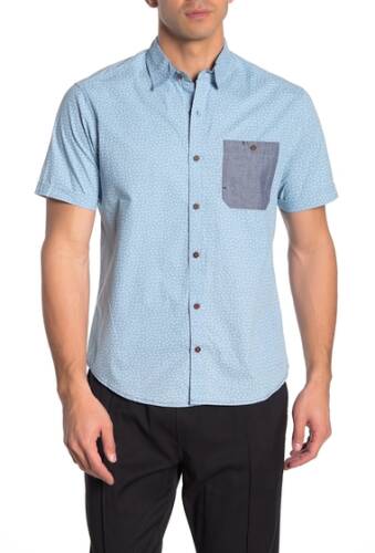 Imbracaminte barbati burnside short sleeve triangle print novelty woven regular fit shirt blue