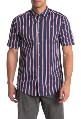 Imbracaminte barbati burnside striped short sleeve regular fit shirt navy