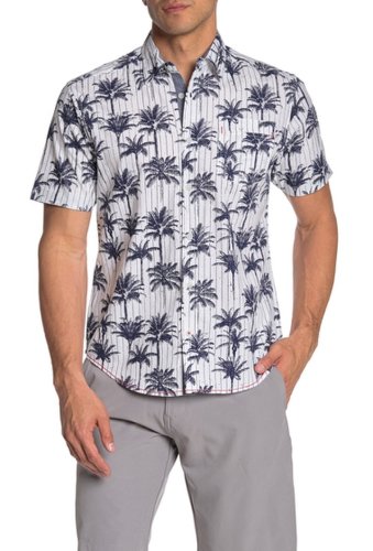Imbracaminte barbati burnside tropical palm short sleeve regular fit shirt white