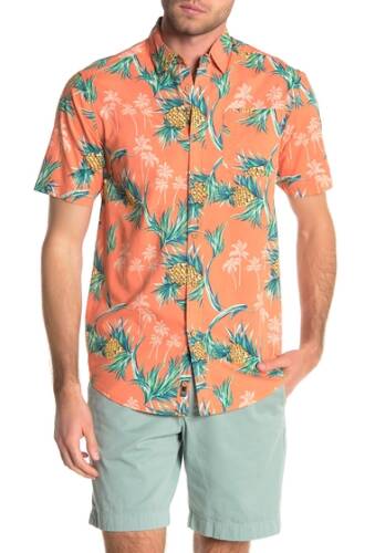 Imbracaminte barbati burnside tropical print short sleeve regular fit shirt coral